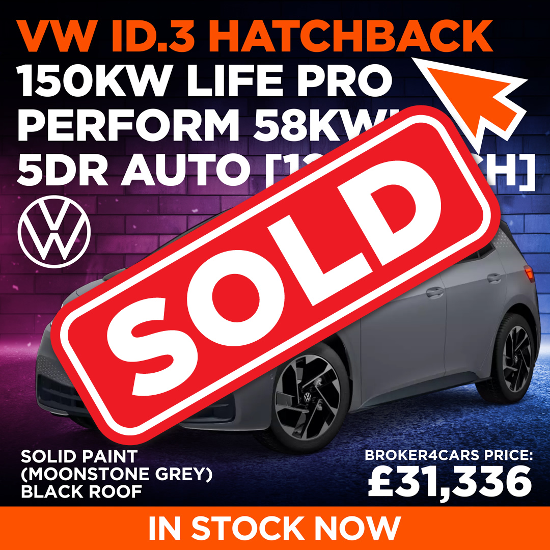 VW ID3 Hatchback. 150kW Life Pro Perform 58kW/h 5DR Auto (120kW CH). SOLD